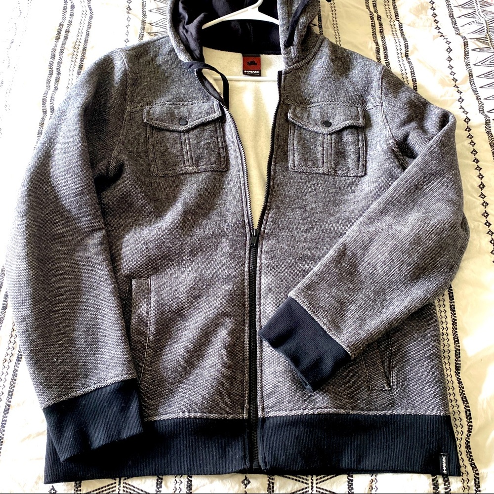 Mens grey hooded jacket in size M